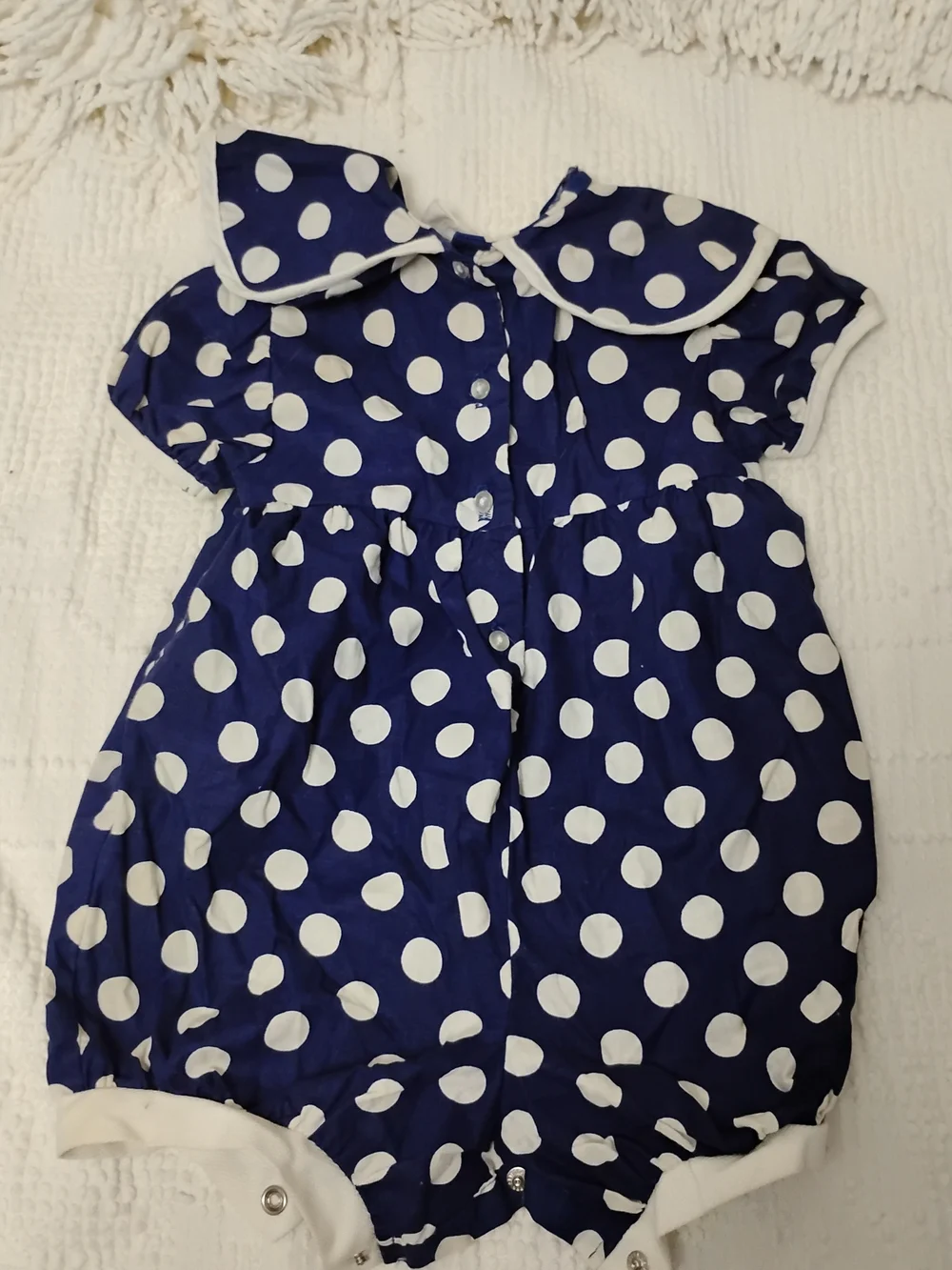 Vintage Blue Polka Dot Roanna Romper 18m Made In The USA